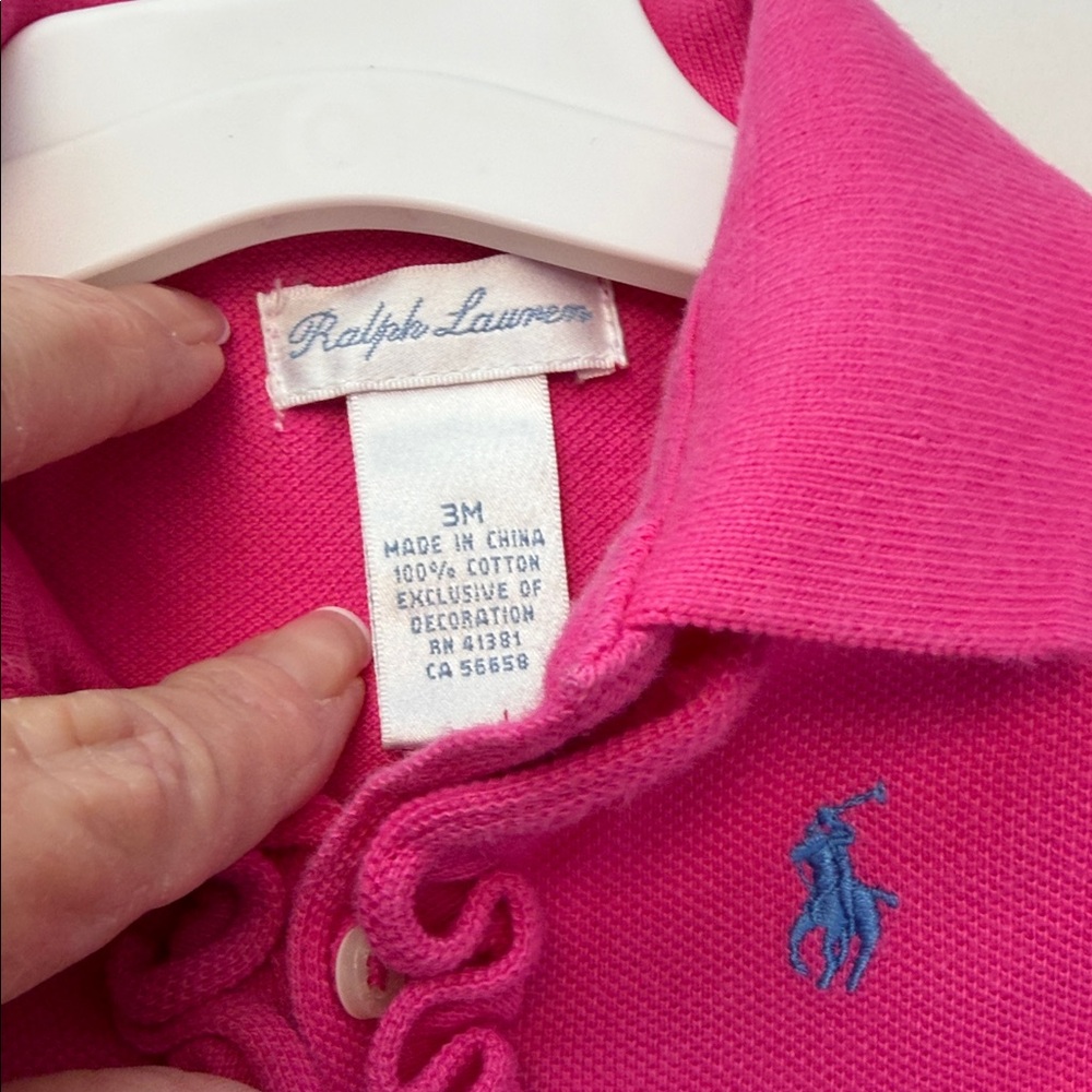 Baby Girls Ralph Lauren Hot Pink Ruffle Polo Bodysuit - Picture 7 of 7